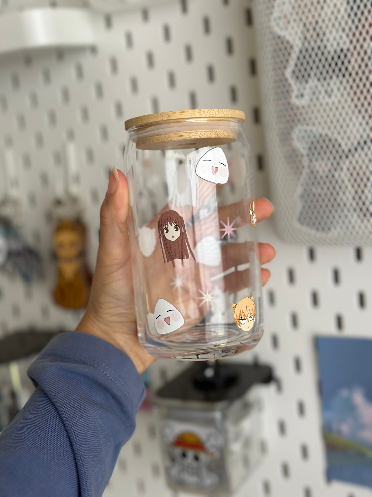 Fruity basket Onigiri x Cat zodiac Glass cup | Anime Glass cup