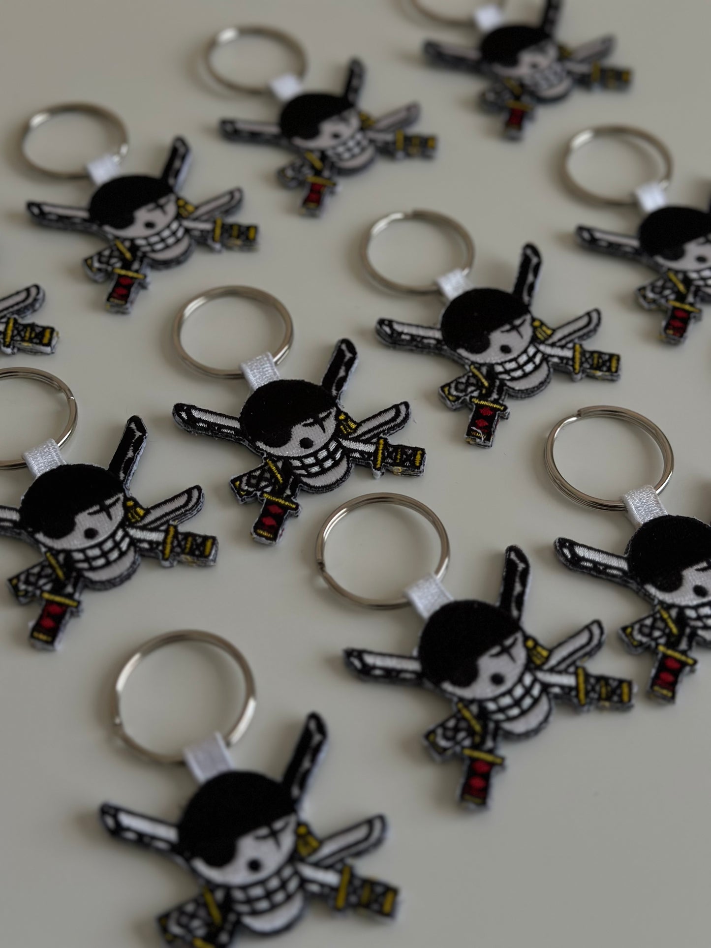 Triple sworded skull Embroidered Keychain