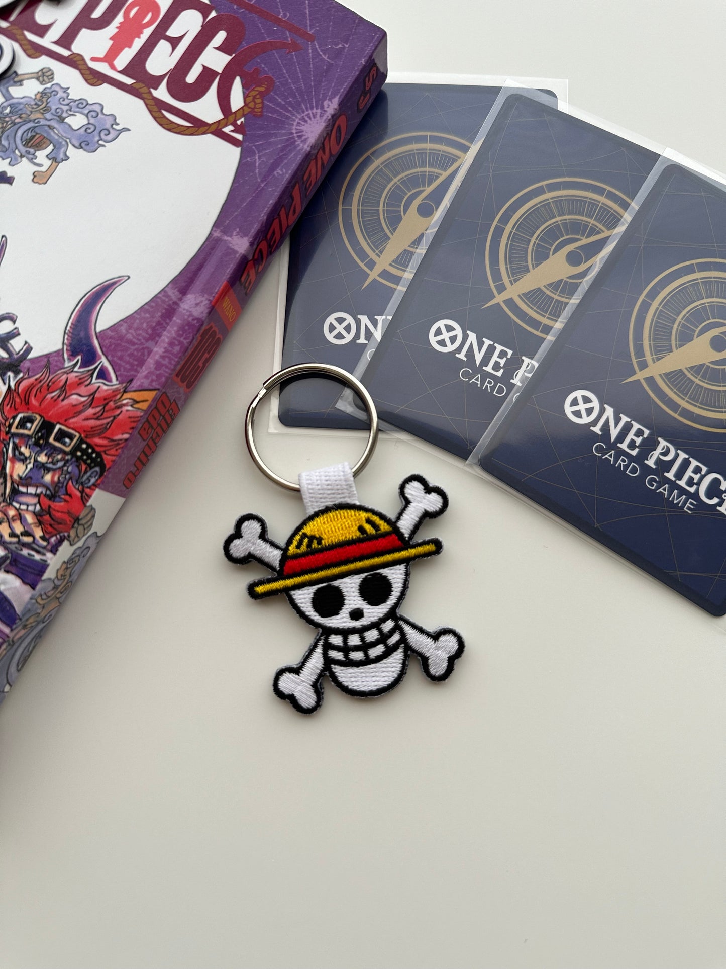 One Piece straw hat embroidered keychain